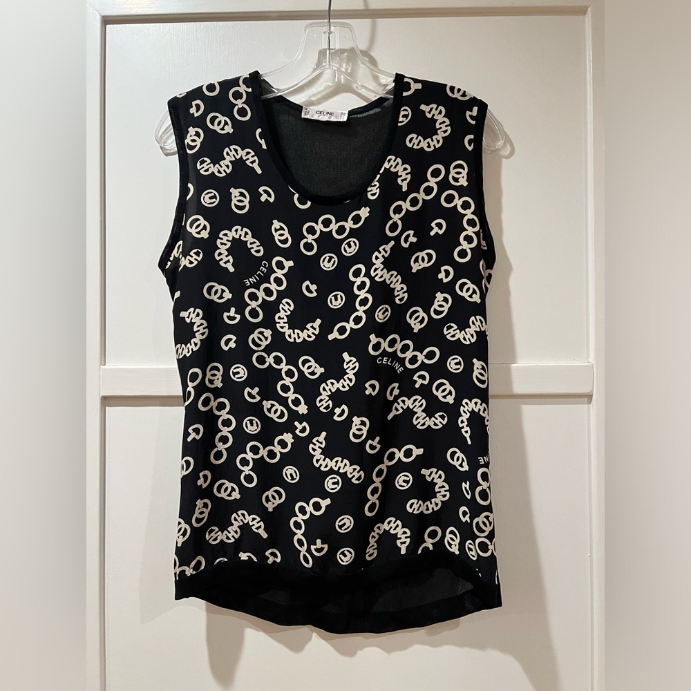 Authentic Celine Sleeveless Blouse with Sheer Back with COA S